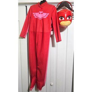 Girls PJ Masks Red Owlette Deluxe Toddler 3T/4T Costume & Candy Treat Basket NEW